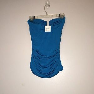 Bebe Turquoise U-Ring Ruched Tube Toptop Y2K